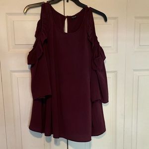 Open Shoulder Burgundy Top
